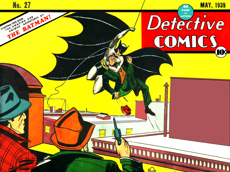 Imagen: Portada del número 27 de Detective Comics con la primera aparición de Batman.